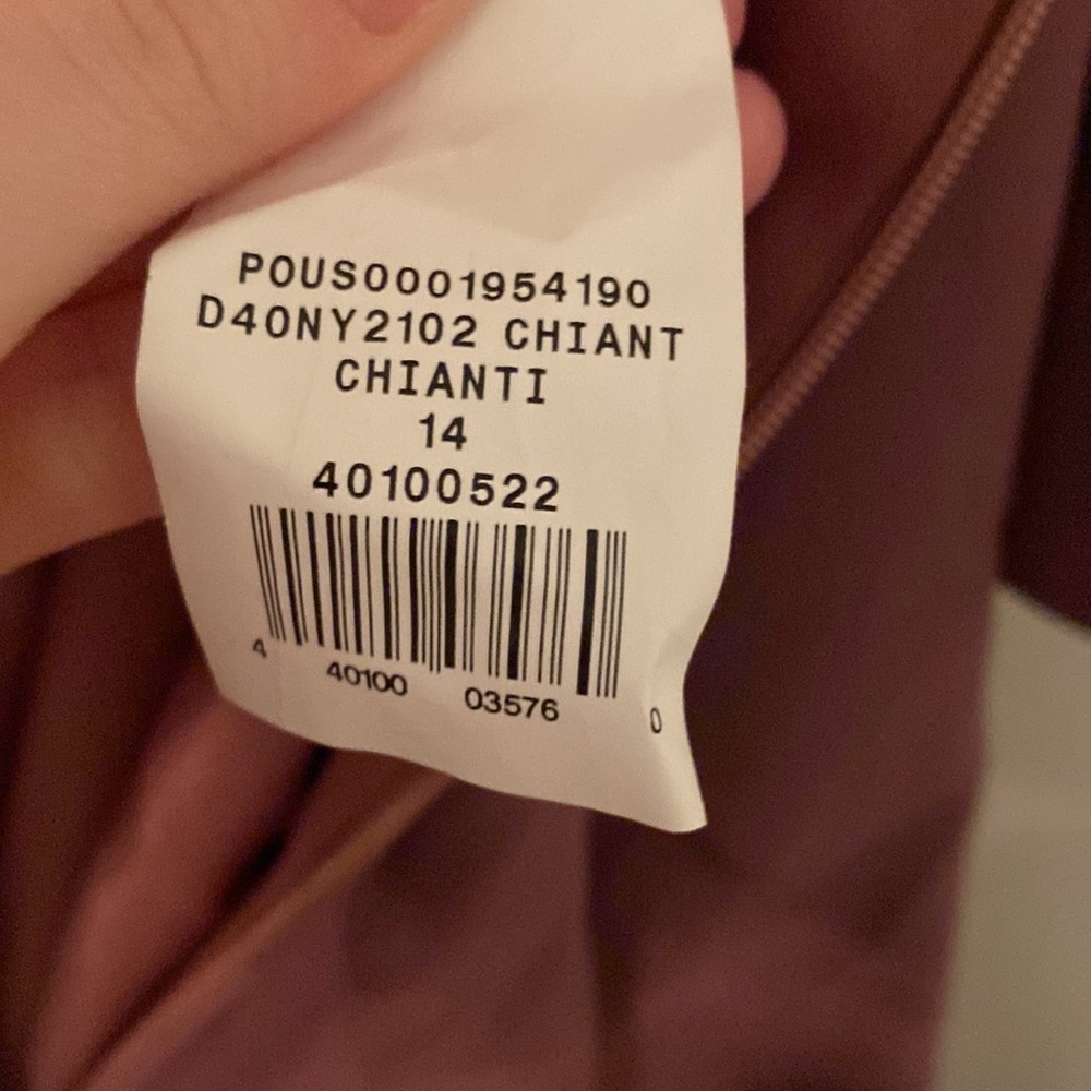 Oleg Cassini Knee Length Crepe Dress with Cascade in Color Chianti [Size: 14] - Picture 9 of 16
